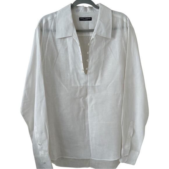 Dolce & Gabbana Other - Dolce & Gabbana White Martini Linen Shirt Men IT 44